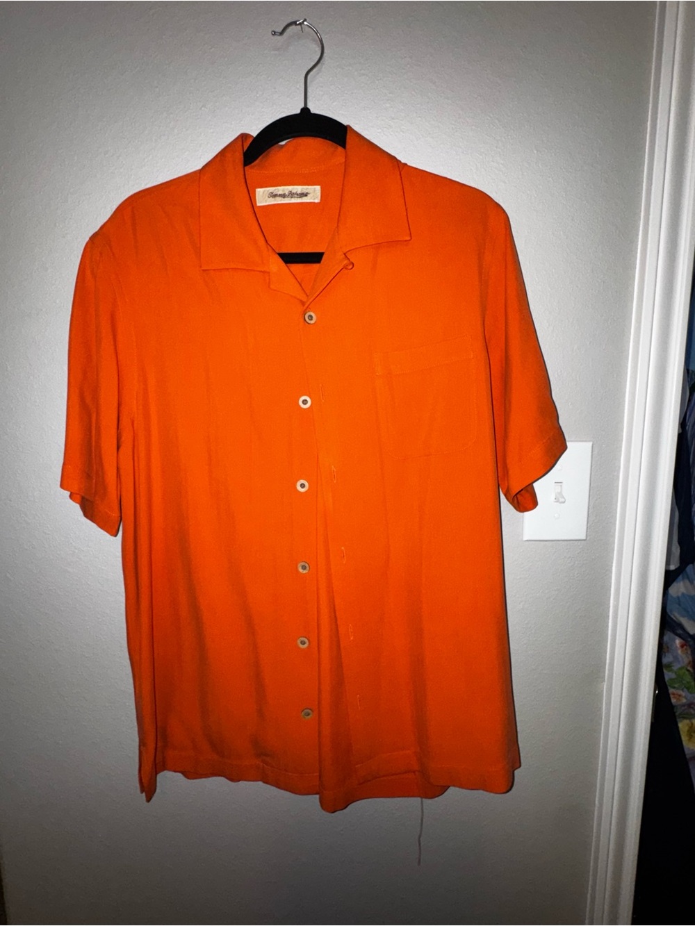Tommy Bahama Orange Short Sleeve Collar Button-Down Shirt